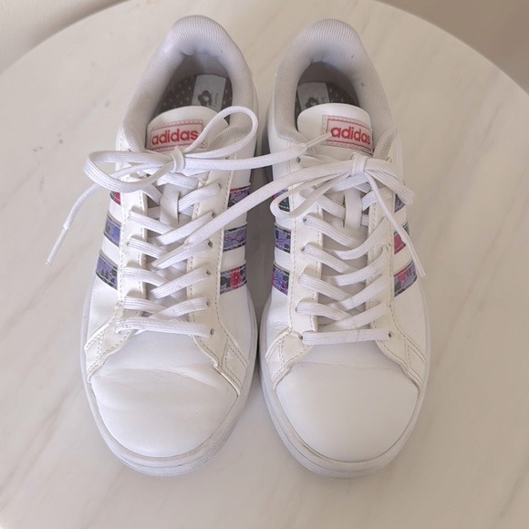 Adidas Women's Grand Court Sneakers With Floral Stripe, EGO536, US Size 7 - Picture 6 of 8